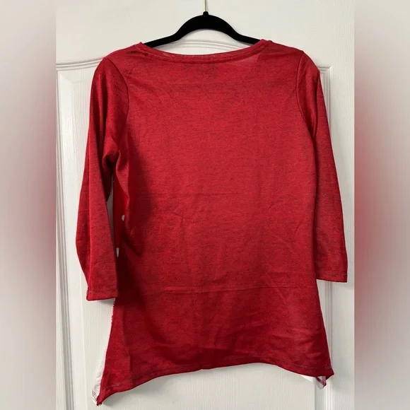 Onque Casual Santa and Reindeer Christmas Top w/ Sparkling Embellishments - Picture 6 of 15